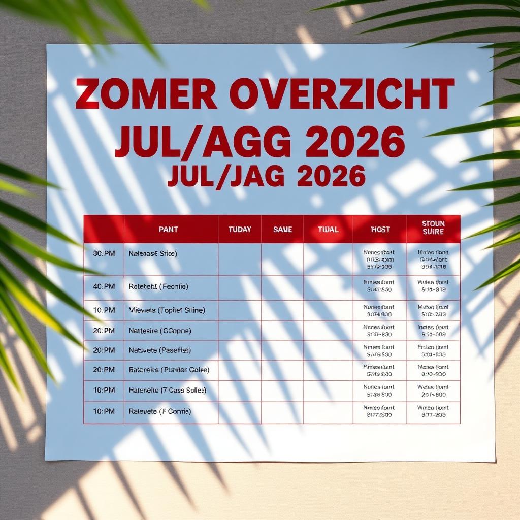 Zomer overzicht Jul/Aug 2026
